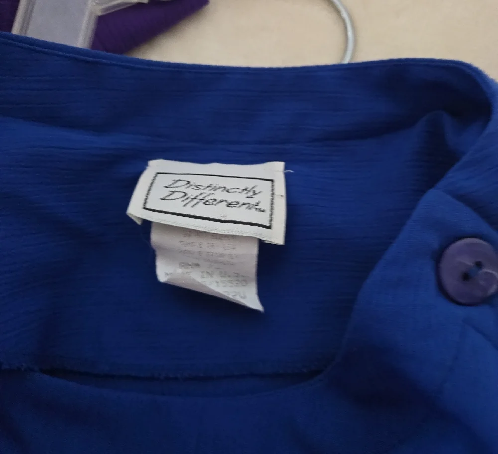 Distinctly Different Plus Size Blue Button-Shoulder Top - Picture 3 of 4